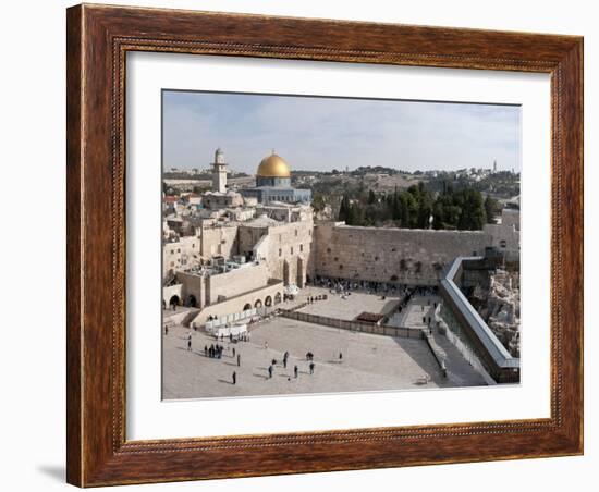 Tourists Praying at a Wall, Wailing Wall, Dome of the Rock, Temple Mount, Jerusalem, Israel-null-Framed Photographic Print