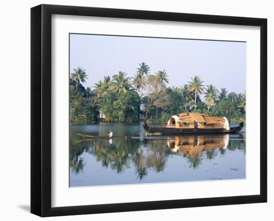 Tourists' Rice Boat on the Backwaters Near Kayamkulam, Kerala, India-Tony Waltham-Framed Photographic Print