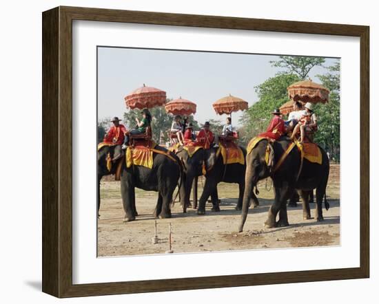 Tourists Riding Elephants in Traditional Royal Style, Ayuthaya, Thailand, Southeast Asia-Richard Nebesky-Framed Photographic Print