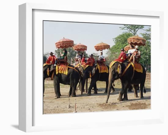 Tourists Riding Elephants in Traditional Royal Style, Ayuthaya, Thailand, Southeast Asia-Richard Nebesky-Framed Photographic Print