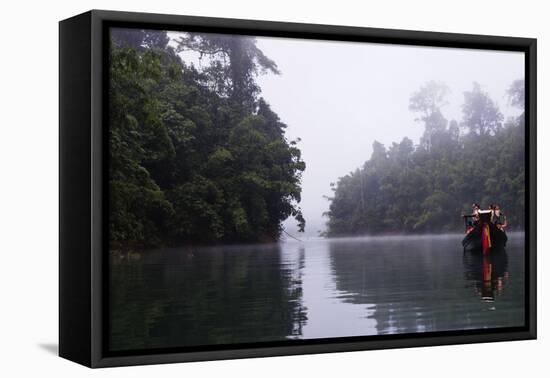 Tourists Sightseeing, Ratchaprapa Reservoir, Khao Sok National Park, Surat Thani Province, Thailand-Christian Kober-Framed Premier Image Canvas