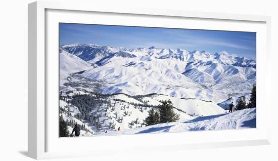 Tourists Skiing in Snow Covered Landscape, Sun Valley, Blaine County, Idaho, USA-null-Framed Photographic Print