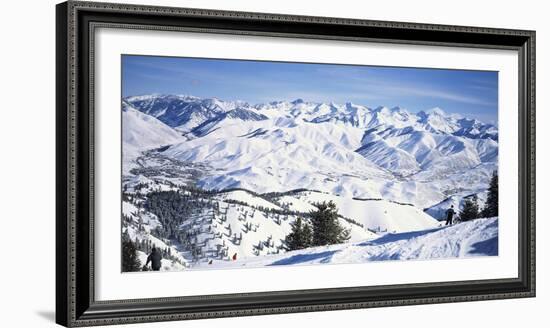 Tourists Skiing in Snow Covered Landscape, Sun Valley, Blaine County, Idaho, USA-null-Framed Photographic Print