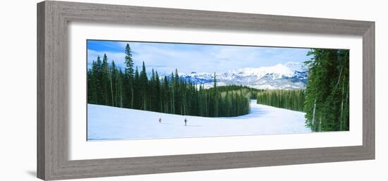 Tourists Skiing on a Snow Covered Landscape, Telluride, San Miguel County, Colorado, USA-null-Framed Photographic Print