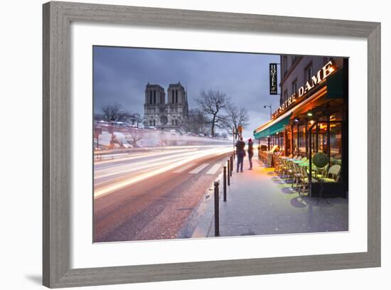 Tourists Stop to Photograph Notre Dame De Paris Cathedral at Dawn, Paris, France, Europe-Julian Elliott-Framed Photographic Print