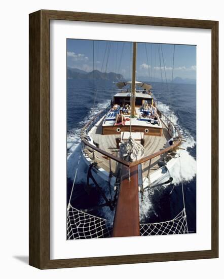 Tourists Sunbathing on Deck of Gulet, Turkey, Eurasia-Adam Woolfitt-Framed Photographic Print