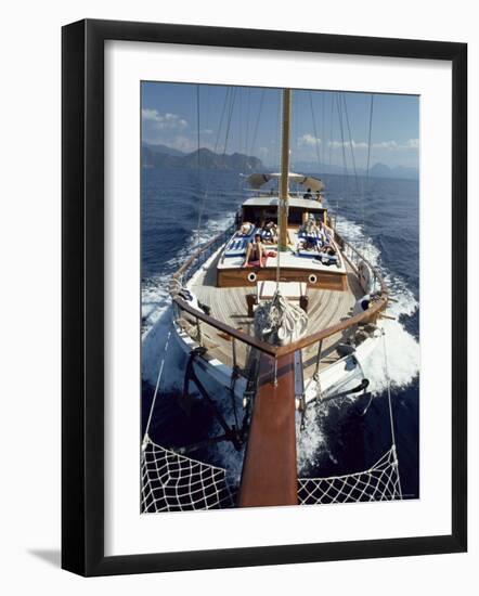 Tourists Sunbathing on Deck of Gulet, Turkey, Eurasia-Adam Woolfitt-Framed Photographic Print