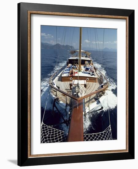 Tourists Sunbathing on Deck of Gulet, Turkey, Eurasia-Adam Woolfitt-Framed Photographic Print