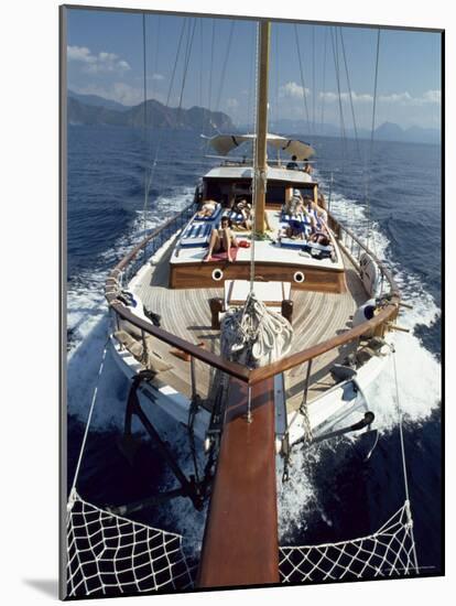 Tourists Sunbathing on Deck of Gulet, Turkey, Eurasia-Adam Woolfitt-Mounted Photographic Print