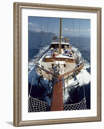 Tourists Sunbathing on Deck of Gulet, Turkey, Eurasia-Adam Woolfitt-Framed Photographic Print