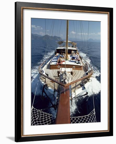 Tourists Sunbathing on Deck of Gulet, Turkey, Eurasia-Adam Woolfitt-Framed Photographic Print