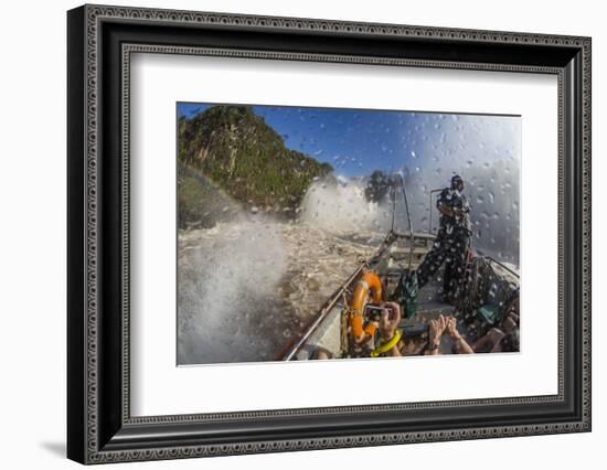 Tourists Take a River Boat to the Base of the Falls, Misiones, Argentina-Michael Nolan-Framed Photographic Print