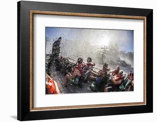 Tourists Take a River Boat to the Base of the Falls, Misiones, Argentina-Michael Nolan-Framed Photographic Print