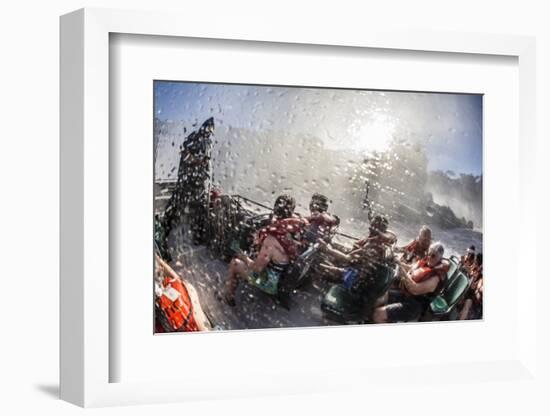 Tourists Take a River Boat to the Base of the Falls, Misiones, Argentina-Michael Nolan-Framed Photographic Print