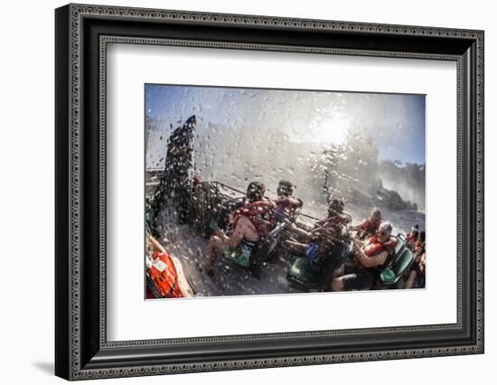 Tourists Take a River Boat to the Base of the Falls, Misiones, Argentina-Michael Nolan-Framed Photographic Print