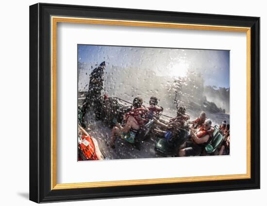 Tourists Take a River Boat to the Base of the Falls, Misiones, Argentina-Michael Nolan-Framed Photographic Print