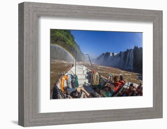 Tourists Take a River Boat to the Base of the Falls, Misiones, Argentina-Michael Nolan-Framed Photographic Print