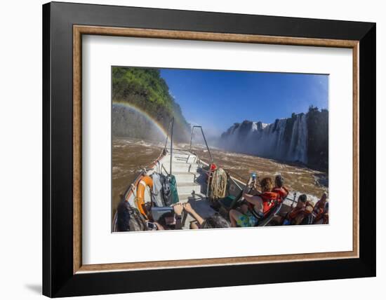 Tourists Take a River Boat to the Base of the Falls, Misiones, Argentina-Michael Nolan-Framed Photographic Print