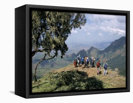 Tourists Trekking, Simien Mountains National Park, Unesco World Heritage Site, Ethiopia, Africa-David Poole-Framed Premier Image Canvas