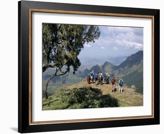 Tourists Trekking, Simien Mountains National Park, Unesco World Heritage Site, Ethiopia, Africa-David Poole-Framed Photographic Print