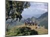 Tourists Trekking, Simien Mountains National Park, Unesco World Heritage Site, Ethiopia, Africa-David Poole-Mounted Photographic Print