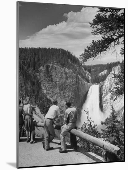 Tourists Viewing Waterfall in Yellowstone National Park-Alfred Eisenstaedt-Mounted Photographic Print