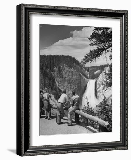 Tourists Viewing Waterfall in Yellowstone National Park-Alfred Eisenstaedt-Framed Photographic Print