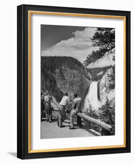 Tourists Viewing Waterfall in Yellowstone National Park-Alfred Eisenstaedt-Framed Photographic Print