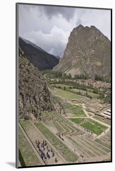 Tourists visit the ruins of the Inca archaeological site of Ollantaytambo near Cusco. Peru, South A-Julio Etchart-Mounted Photographic Print