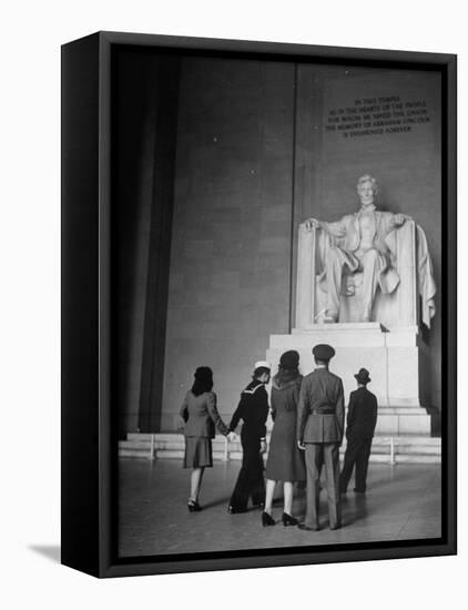 Tourists Visiting Lincoln Memorial-Thomas D^ Mcavoy-Framed Premier Image Canvas