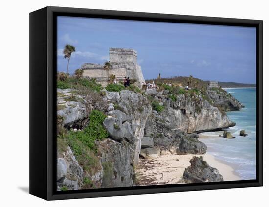 Tourists Visiting the Mayan Ruins of Tulum, Yucatan Peninsula, Mexico, North America-Miller John-Framed Premier Image Canvas