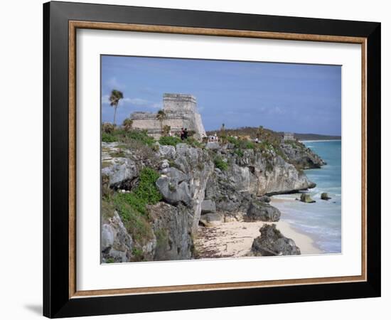 Tourists Visiting the Mayan Ruins of Tulum, Yucatan Peninsula, Mexico, North America-Miller John-Framed Photographic Print