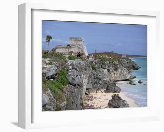 Tourists Visiting the Mayan Ruins of Tulum, Yucatan Peninsula, Mexico, North America-Miller John-Framed Photographic Print