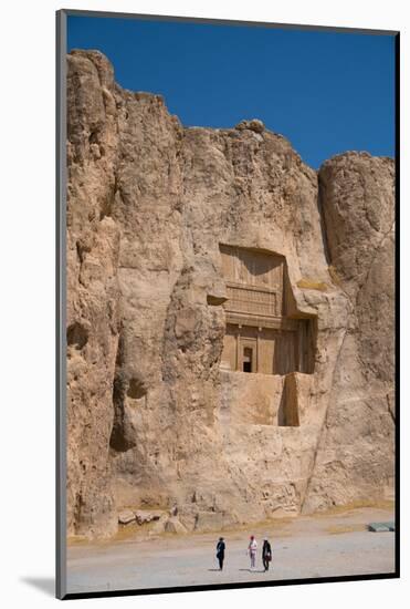 Tourists walking in front of Tomb of Darius the Great, Naqsh-e Rostam Necropolis, near Persepolis, -James Strachan-Mounted Photographic Print