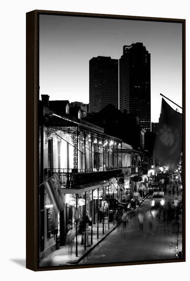 Tourists walking in the street, Bourbon Street, French Quarter, New Orleans, Louisiana, USA-null-Framed Premier Image Canvas