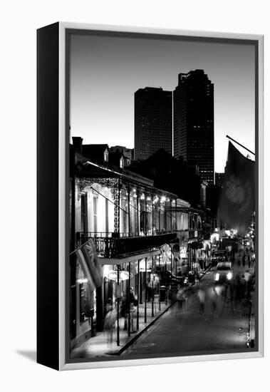 Tourists walking in the street, Bourbon Street, French Quarter, New Orleans, Louisiana, USA-null-Framed Premier Image Canvas