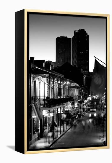 Tourists walking in the street, Bourbon Street, French Quarter, New Orleans, Louisiana, USA-null-Framed Premier Image Canvas