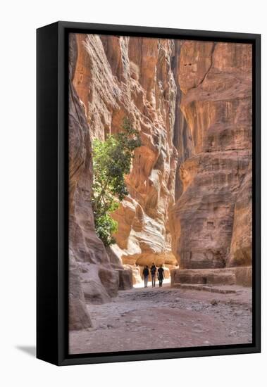 Tourists Walking Through the Siq, Petra, Jordan, Middle East-Richard Maschmeyer-Framed Premier Image Canvas