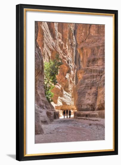 Tourists Walking Through the Siq, Petra, Jordan, Middle East-Richard Maschmeyer-Framed Photographic Print