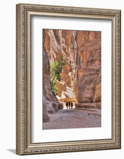 Tourists Walking Through the Siq, Petra, Jordan, Middle East-Richard Maschmeyer-Framed Photographic Print