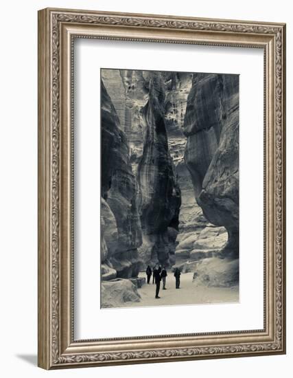 Tourists walking through the Siq, Petra, Wadi Musa, Jordan-null-Framed Photographic Print