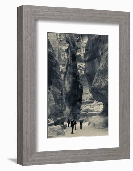 Tourists walking through the Siq, Petra, Wadi Musa, Jordan-null-Framed Photographic Print