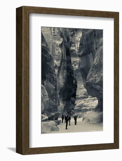 Tourists walking through the Siq, Petra, Wadi Musa, Jordan-null-Framed Photographic Print