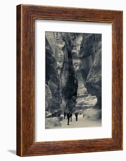 Tourists walking through the Siq, Petra, Wadi Musa, Jordan-null-Framed Photographic Print