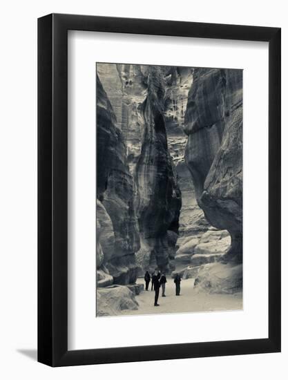 Tourists walking through the Siq, Petra, Wadi Musa, Jordan-null-Framed Photographic Print