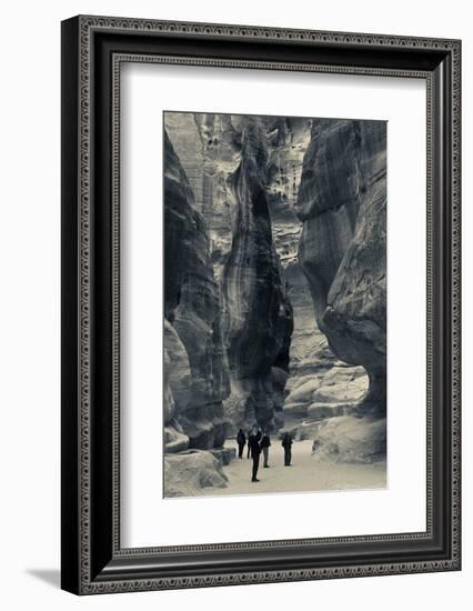 Tourists walking through the Siq, Petra, Wadi Musa, Jordan-null-Framed Photographic Print