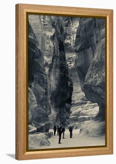 Tourists walking through the Siq, Petra, Wadi Musa, Jordan-null-Framed Premier Image Canvas