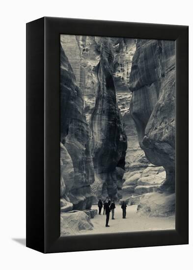 Tourists walking through the Siq, Petra, Wadi Musa, Jordan-null-Framed Premier Image Canvas