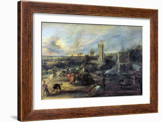 Tournament in Front of Castle Steen, 1635-1637-Peter Paul Rubens-Framed Giclee Print