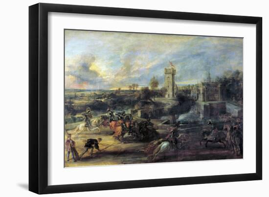 Tournament in Front of Castle Steen, 1635-1637-Peter Paul Rubens-Framed Giclee Print